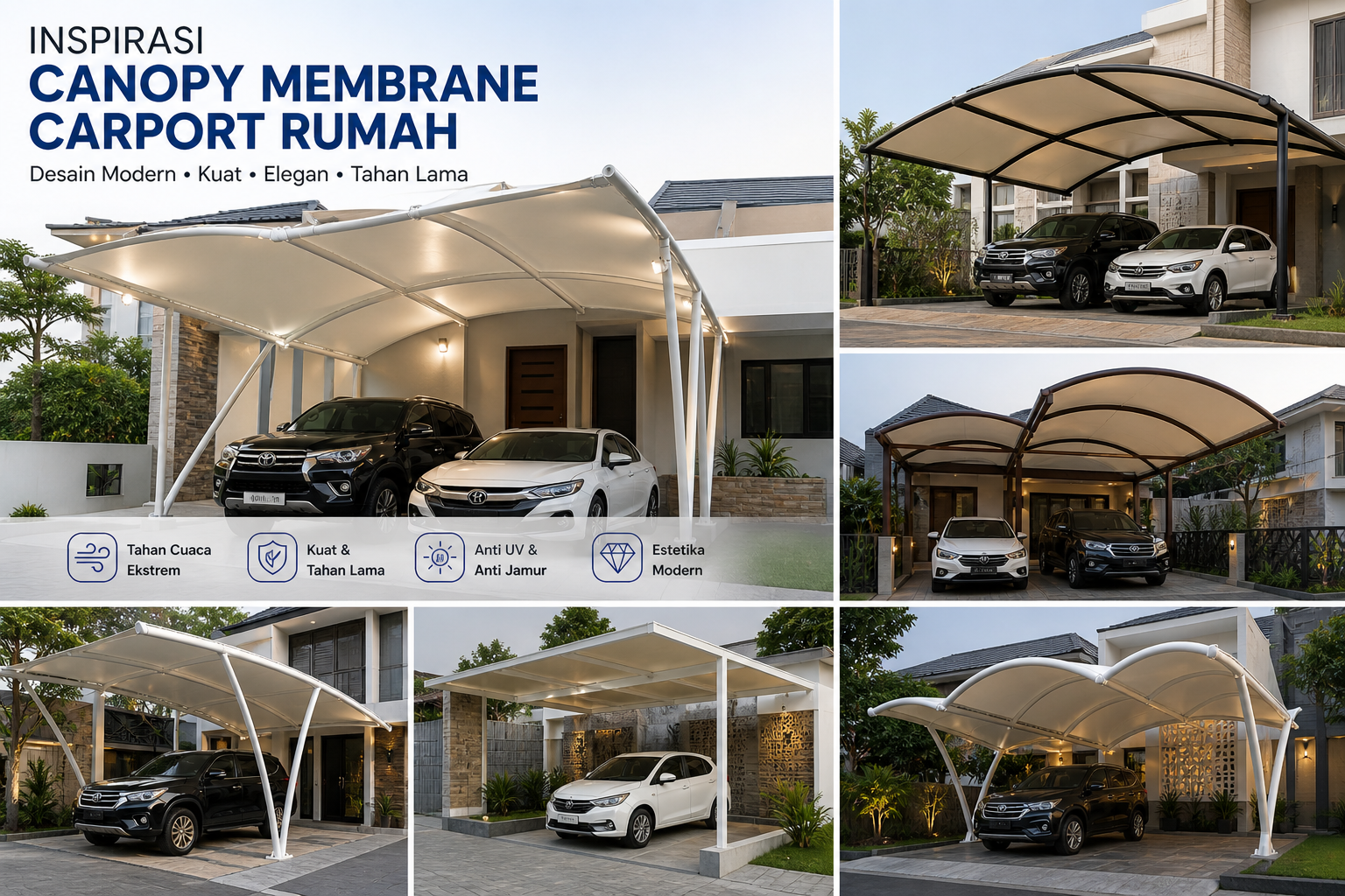 Berbagai Ide dan Inspirasi Canopy Membrane Carport Rumah untuk Melindungi Kendaraan Anda